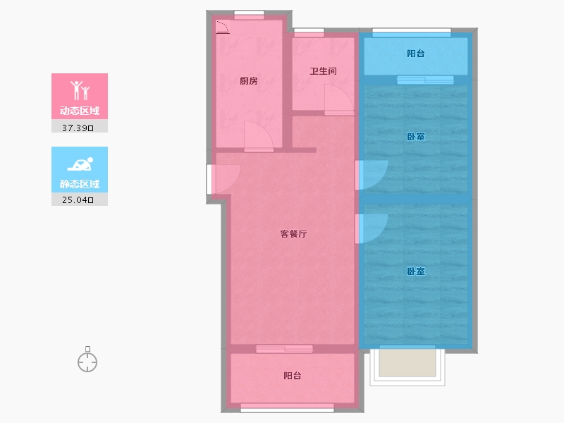 河北省-廊坊市-合生长安帝景-54.44-户型库-动静分区