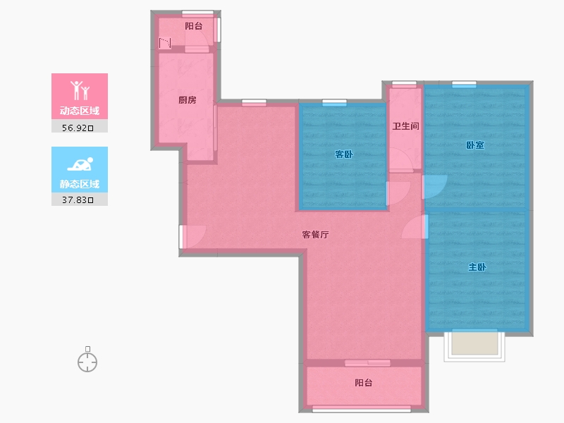 内蒙古自治区-包头市-恒大名都-84.82-户型库-动静分区