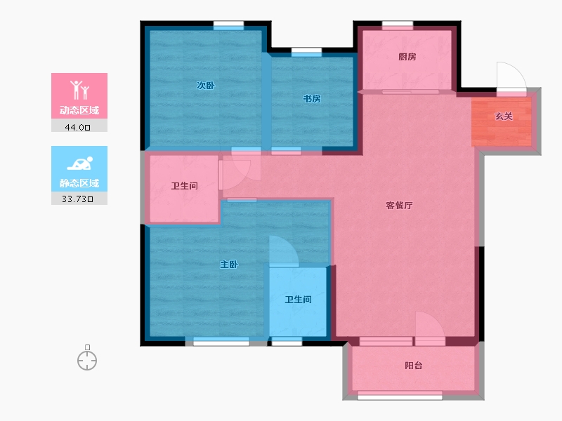 河北省-廊坊市-温泉新都孔雀城-68.66-户型库-动静分区