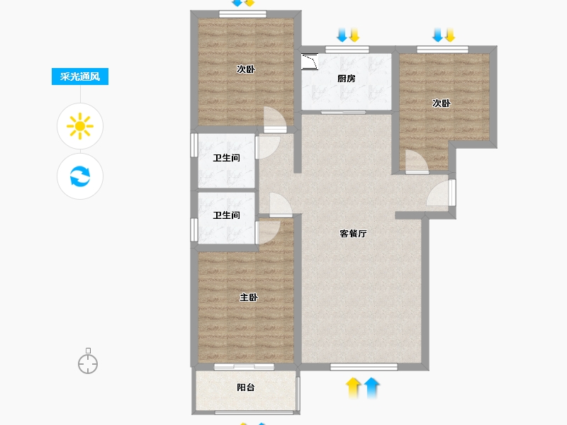 河北省-保定市-朝阳原著-91.69-户型库-采光通风