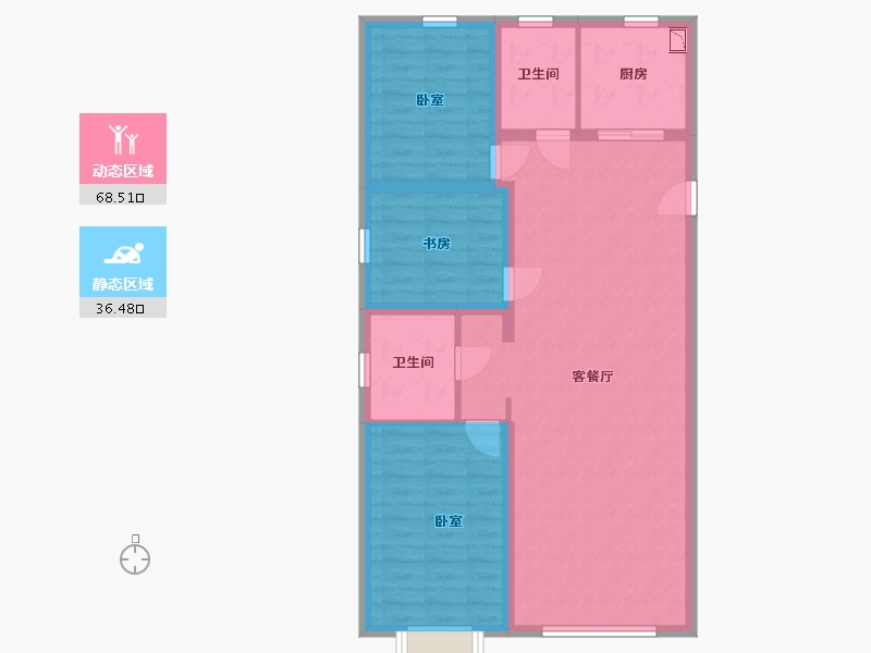 内蒙古自治区-包头市-壹品府-94.61-户型库-动静分区