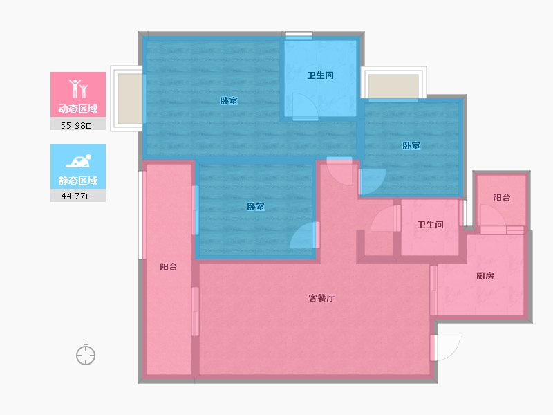 云南省-昆明市-龙湖天璞-89.31-户型库-动静分区