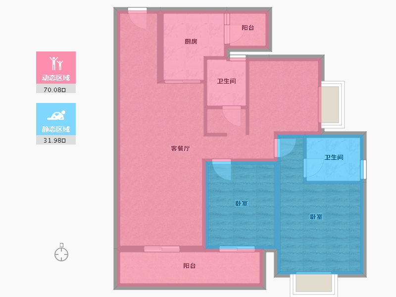 云南省-昆明市-龙湖天璞-90.72-户型库-动静分区