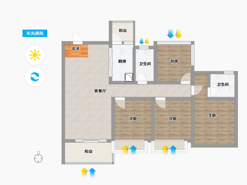 广西壮族自治区-柳州市-彰泰江与城-99.09-户型库-采光通风