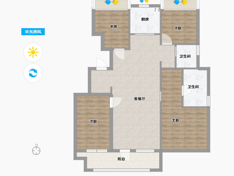 河北省-廊坊市-牛驼温泉孔雀城-100.80-户型库-采光通风