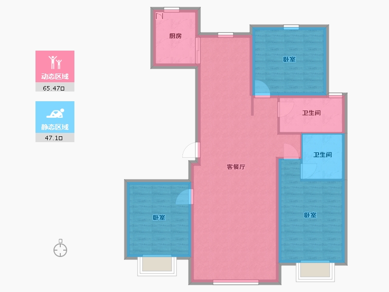 内蒙古自治区-包头市-壹品府-101.56-户型库-动静分区