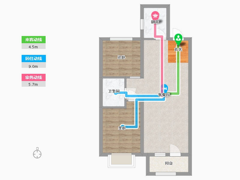 河北省-廊坊市-温泉新都孔雀城-56.76-户型库-动静线