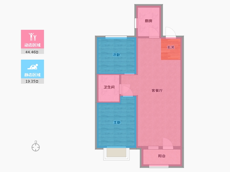 河北省-廊坊市-温泉新都孔雀城-56.76-户型库-动静分区