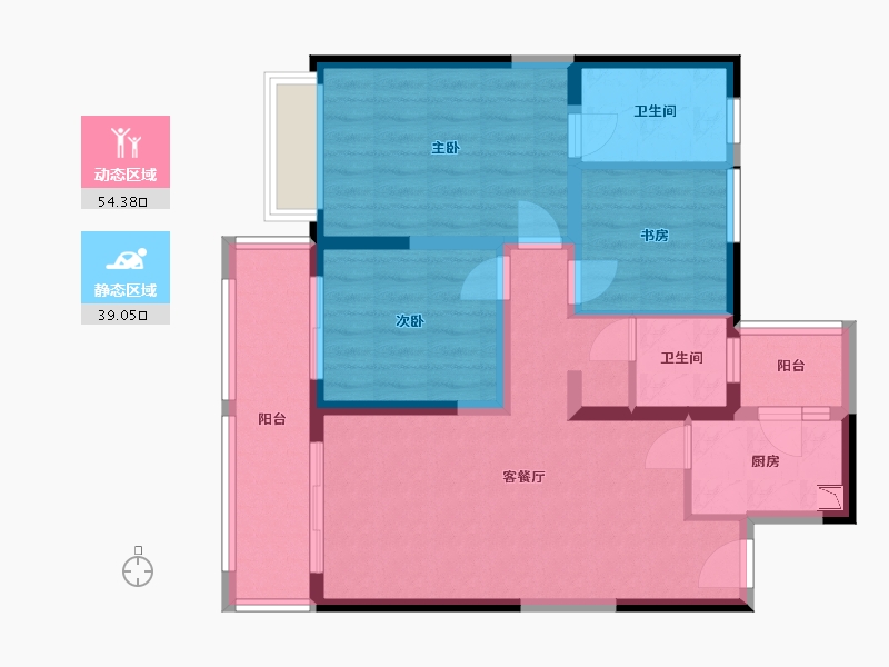 云南省-玉溪市-金科·桃李郡-82.57-户型库-动静分区