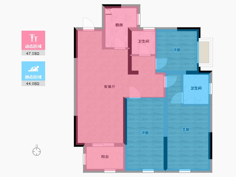 河南省-郑州市-兴港和昌云著-80.72-户型库-动静分区