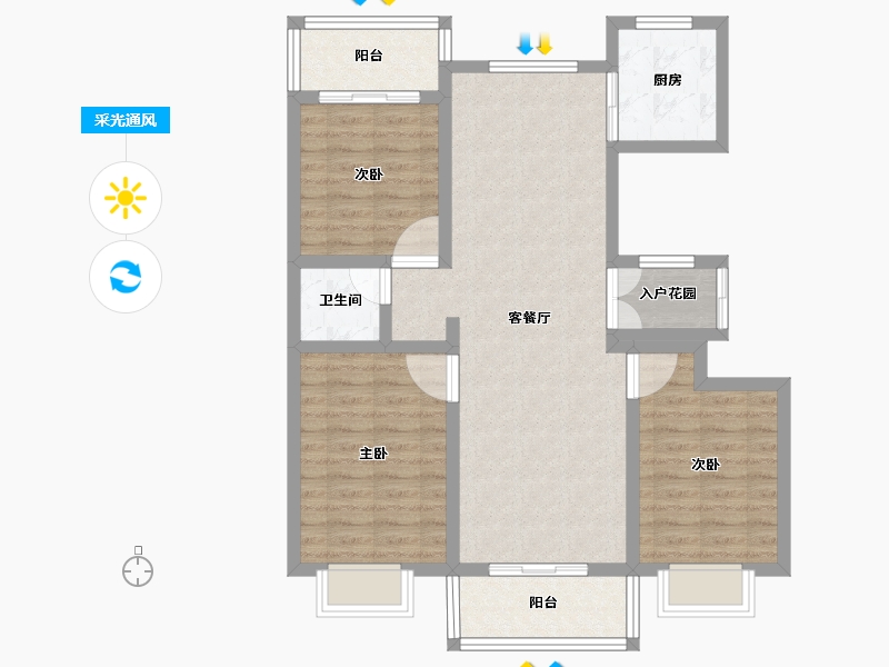 山西省-临汾市-华门壹号-87.93-户型库-采光通风