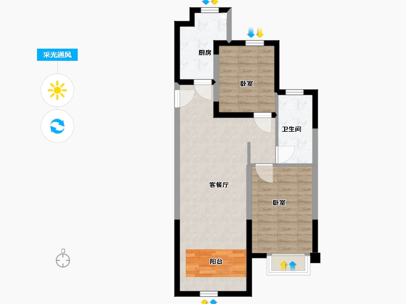 内蒙古自治区-包头市-包头恒大麓山庄园-68.00-户型库-采光通风