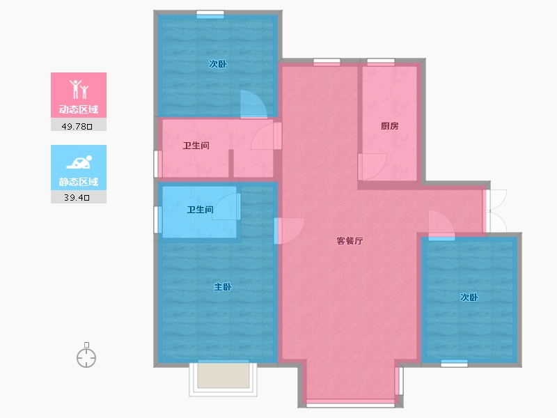 内蒙古自治区-呼和浩特市-城发绿园-79.28-户型库-动静分区