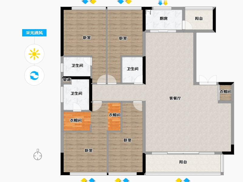 云南省-昆明市-融创九雲府-180.10-户型库-采光通风