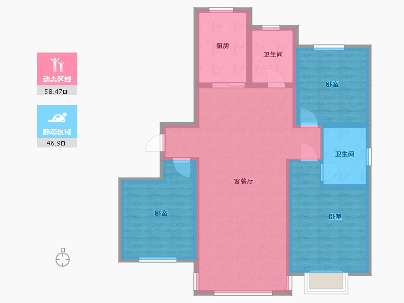 内蒙古自治区-包头市-住建·育华园-94.28-户型库-动静分区