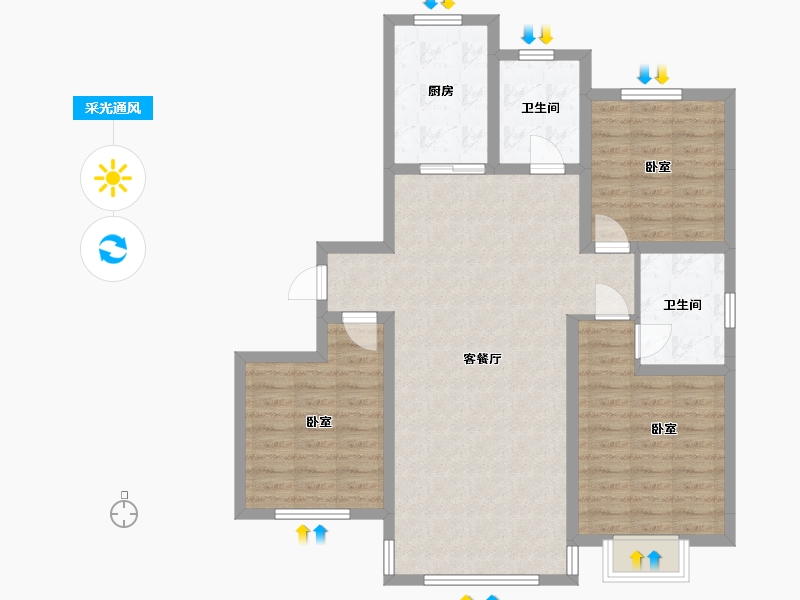 内蒙古自治区-包头市-住建·育华园-94.28-户型库-采光通风