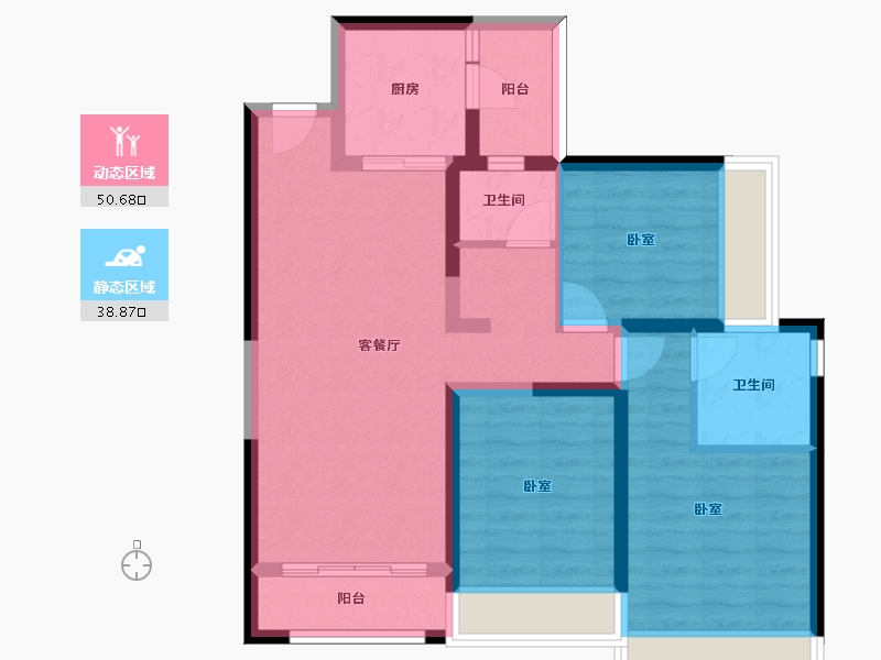 云南省-昆明市-金色城邦二期-78.69-户型库-动静分区