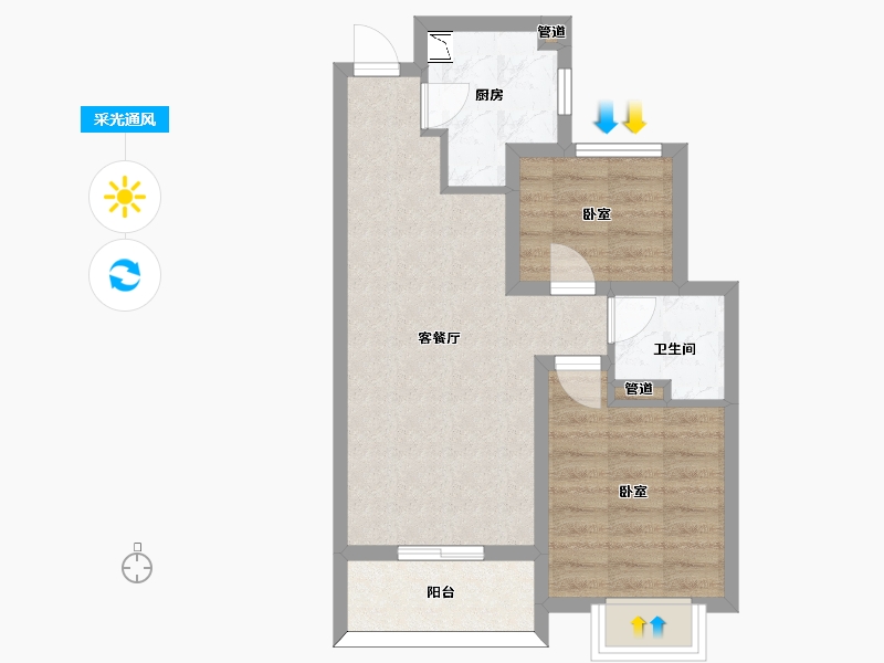 山西省-太原市-太原·龙湖天鉅-53.32-户型库-采光通风