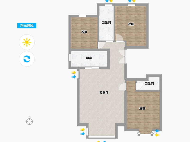 内蒙古自治区-呼和浩特市-城发绿园-91.61-户型库-采光通风