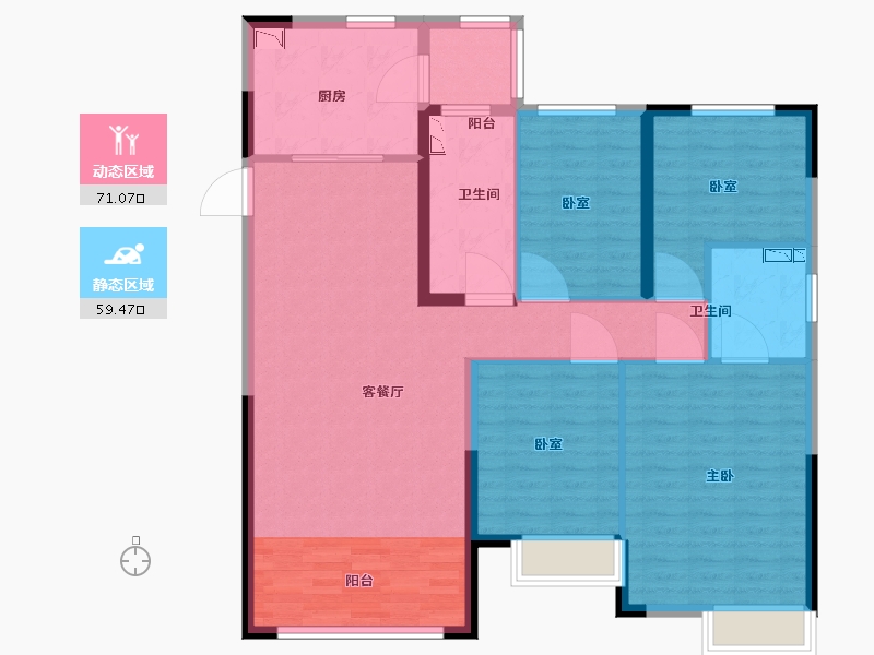 内蒙古自治区-呼和浩特市-呼和浩特恒大悦府-118.00-户型库-动静分区