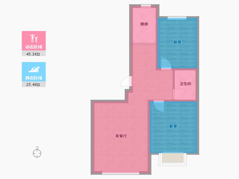 内蒙古自治区-包头市-住建·育华园-63.05-户型库-动静分区