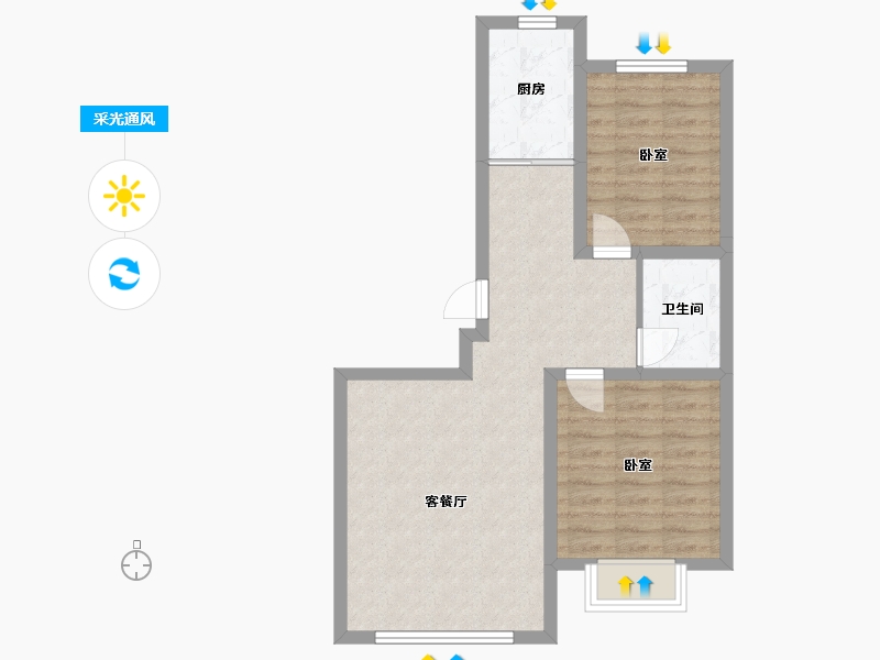 内蒙古自治区-包头市-住建·育华园-63.05-户型库-采光通风