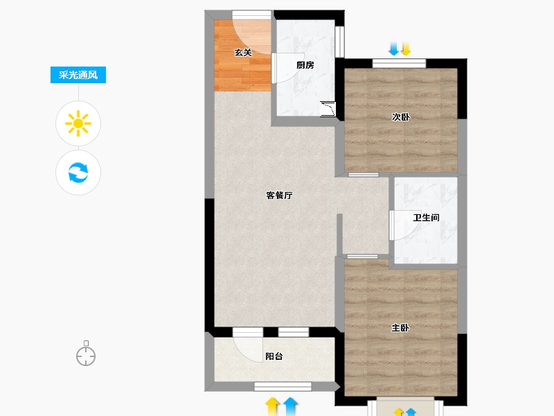 河北省-廊坊市-温泉新都孔雀城-53.76-户型库-采光通风