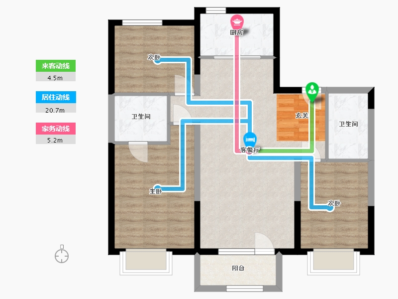 河北省-廊坊市-温泉新都孔雀城-84.96-户型库-动静线