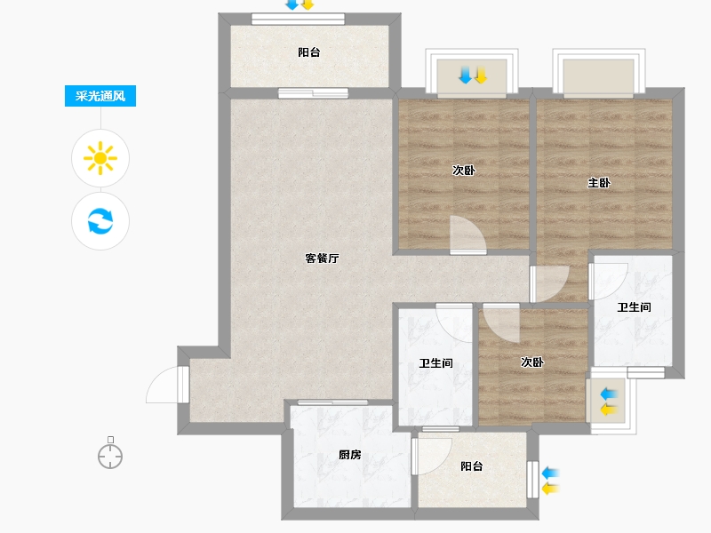 广东省-中山市-敏捷贝斯小镇-76.14-户型库-采光通风