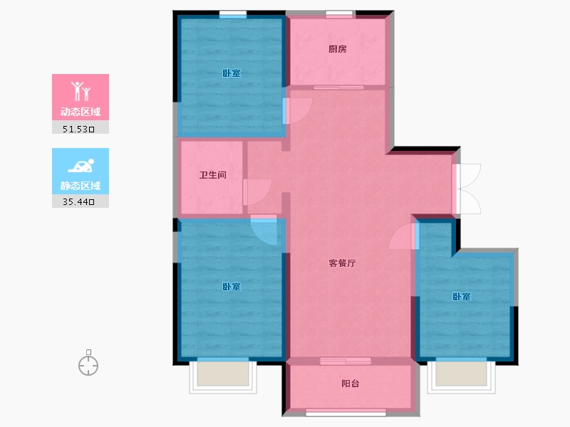 内蒙古自治区-包头市-富力·院士廷-77.22-户型库-动静分区