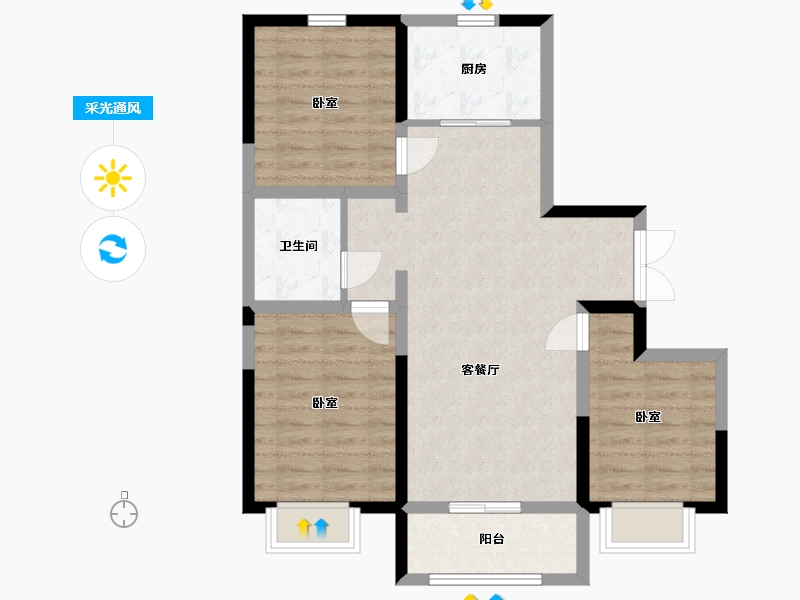 内蒙古自治区-包头市-富力·院士廷-77.22-户型库-采光通风