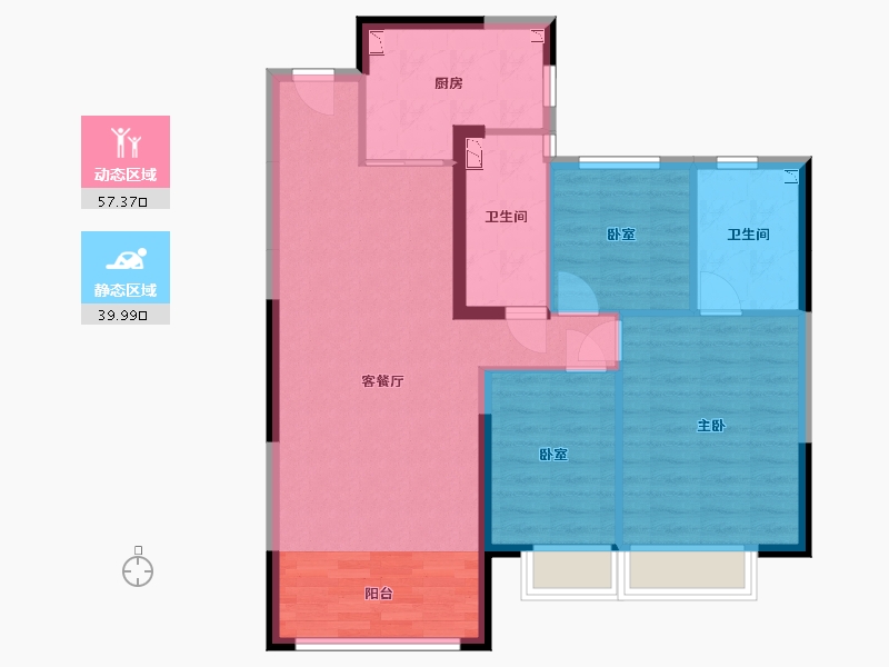 内蒙古自治区-呼和浩特市-呼和浩特恒大悦府-87.74-户型库-动静分区