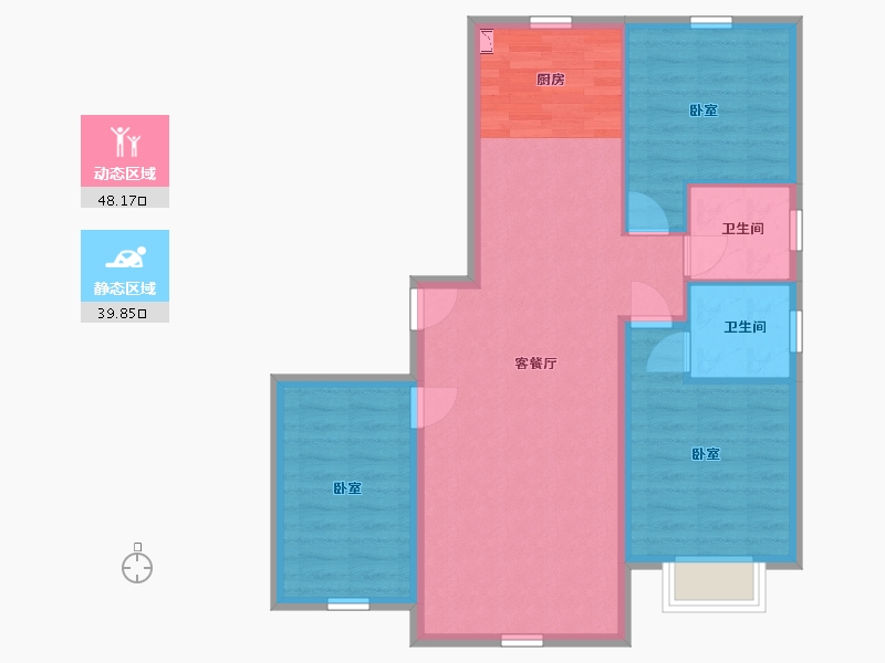 内蒙古自治区-赤峰市-宝盛正大华庭-79.48-户型库-动静分区