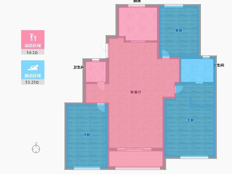 内蒙古自治区-呼和浩特市-融创鹏辉·玉兰天宸-101.00-户型库-动静分区