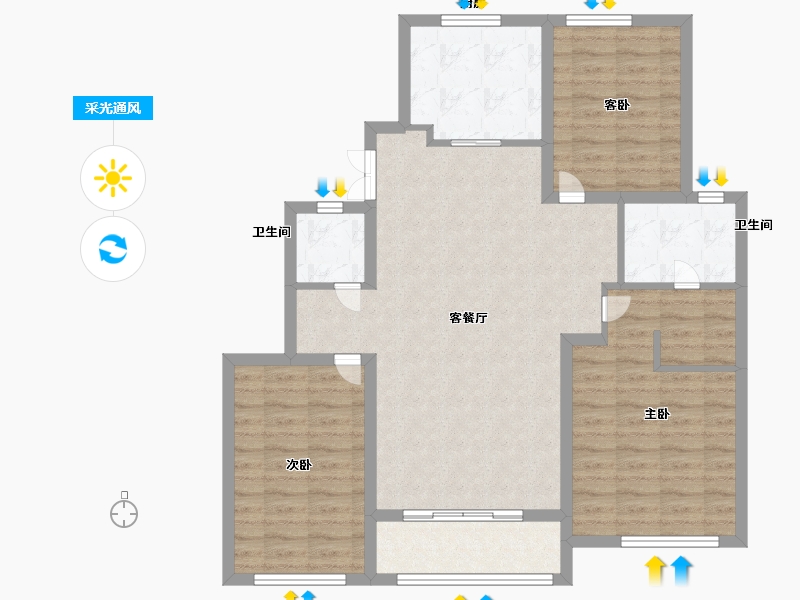 内蒙古自治区-呼和浩特市-融创鹏辉·玉兰天宸-101.00-户型库-采光通风