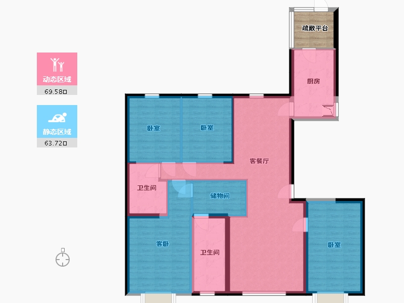 山西省-太原市-华润•中海•凯旋门-124.58-户型库-动静分区