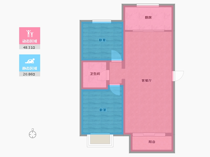 内蒙古自治区-通辽市-北京观筑-61.68-户型库-动静分区