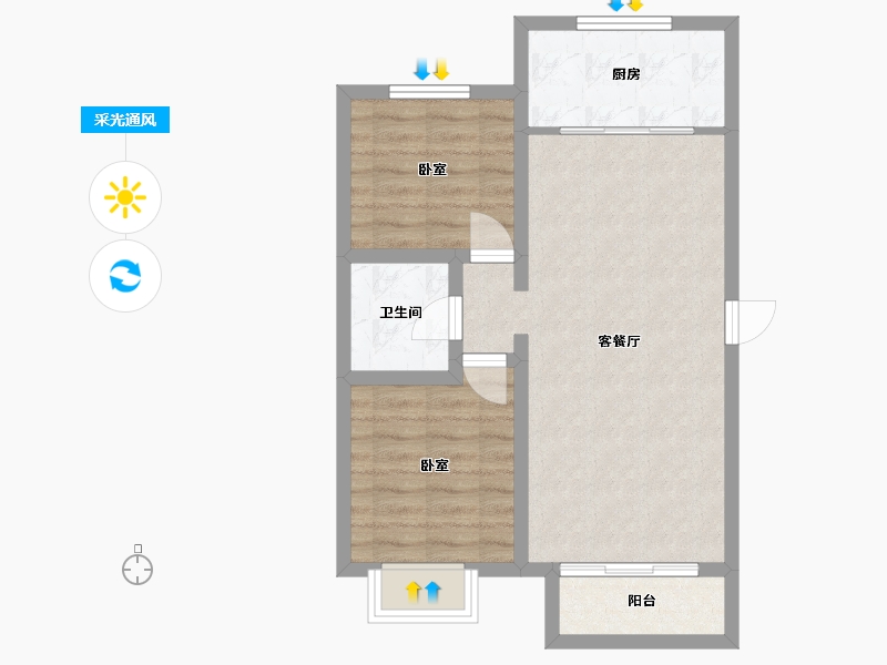 内蒙古自治区-通辽市-北京观筑-61.68-户型库-采光通风