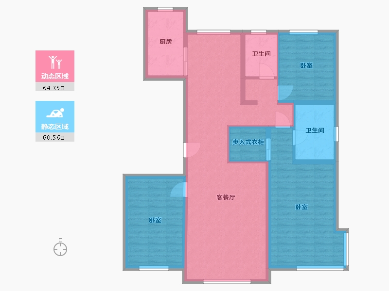 内蒙古自治区-包头市-星河水郡-112.21-户型库-动静分区