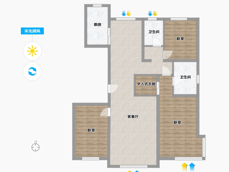 内蒙古自治区-包头市-星河水郡-112.21-户型库-采光通风