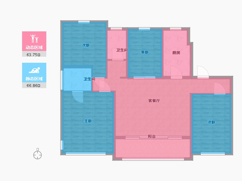 内蒙古自治区-呼和浩特市-融创鹏辉·玉兰天宸-118.01-户型库-动静分区