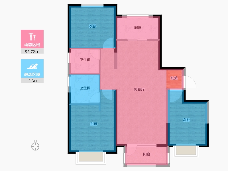 河北省-唐山市-丰南和泓大成府-84.81-户型库-动静分区