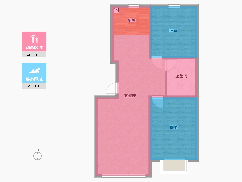 内蒙古自治区-赤峰市-宝盛正大华庭-65.60-户型库-动静分区