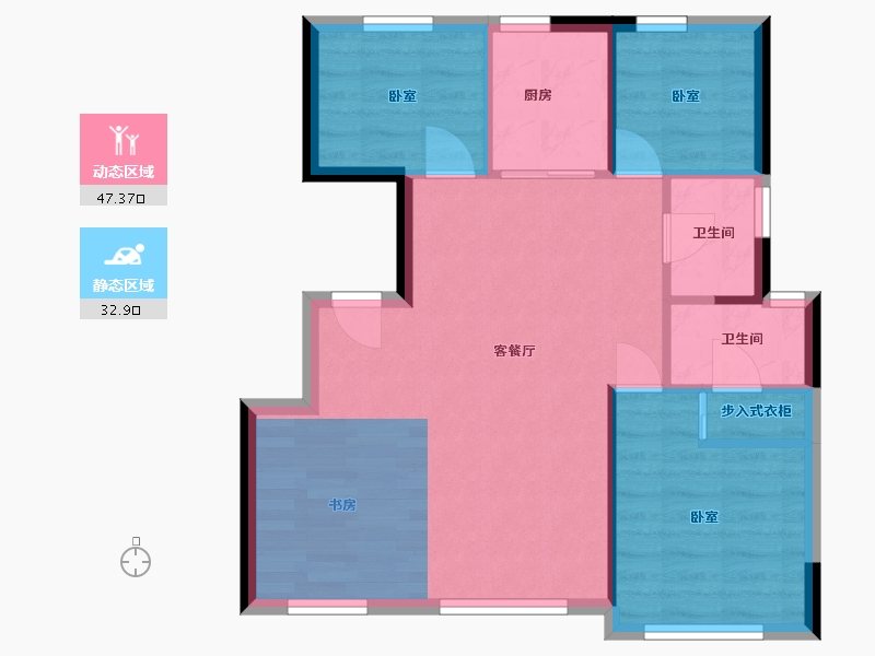 内蒙古自治区-包头市-中海·铂悦公馆-65.71-户型库-动静分区