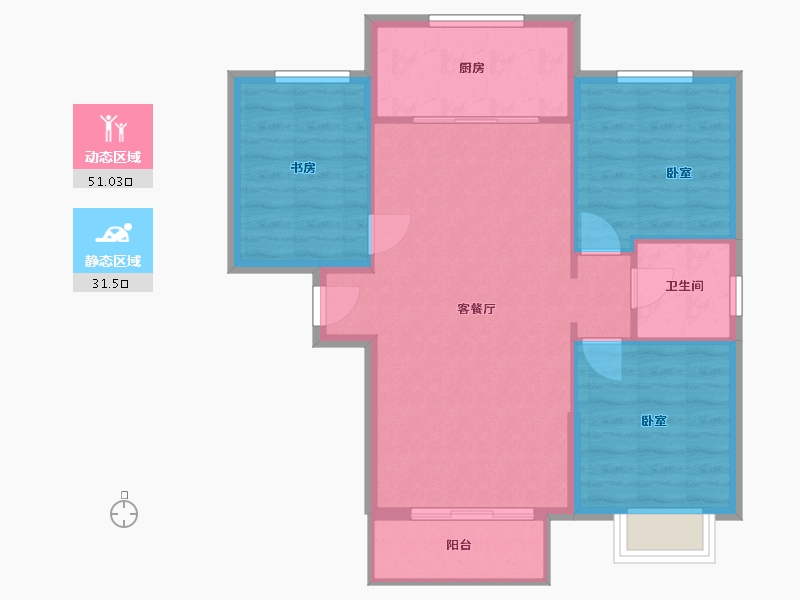 内蒙古自治区-通辽市-北京观筑-75.23-户型库-动静分区