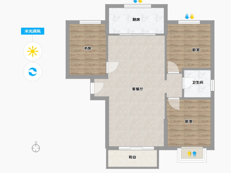 内蒙古自治区-通辽市-北京观筑-75.23-户型库-采光通风