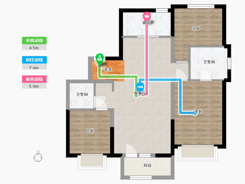 河北省-廊坊市-温泉新都孔雀城-84.76-户型库-动静线