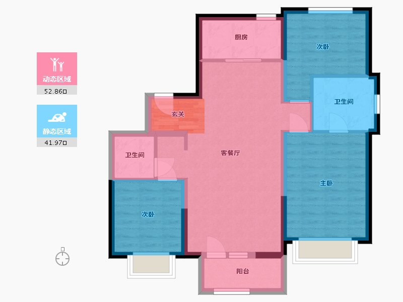 河北省-廊坊市-温泉新都孔雀城-84.76-户型库-动静分区