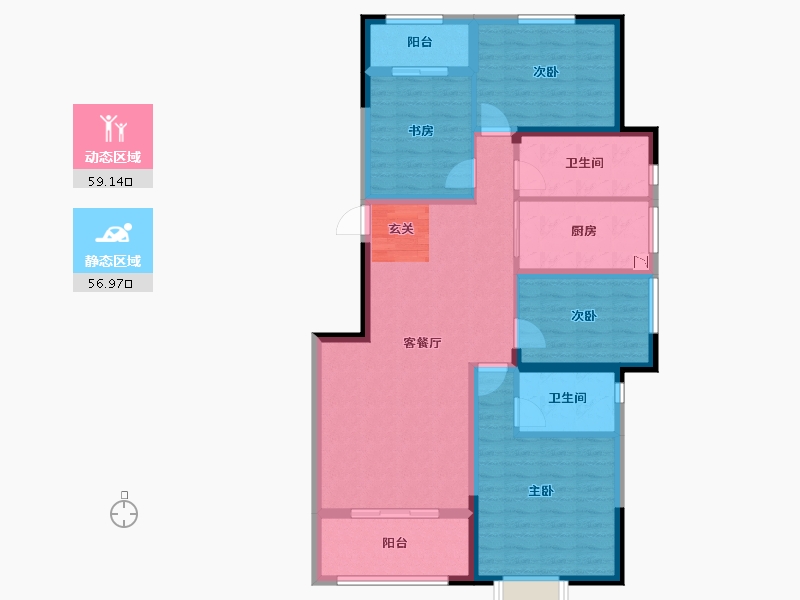 云南省-昆明市-时代俊园-103.63-户型库-动静分区