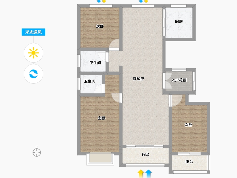 山西省-临汾市-华门壹号-108.01-户型库-采光通风